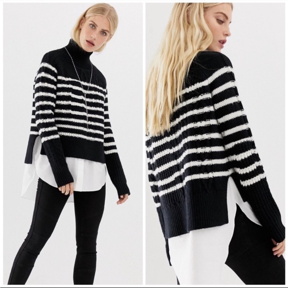 All Saints Sweaters - All Saints Mari Roll Neck Striped Sweater S